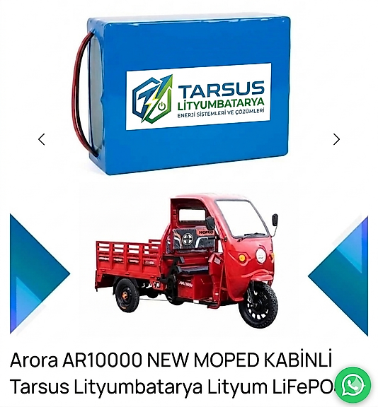 Arora AR1000 New Moped Kabinli LifePo4 Batarya