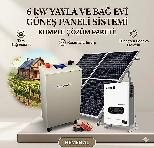 6 Kw Yayla ve Bağ Evi Günəş Paneli